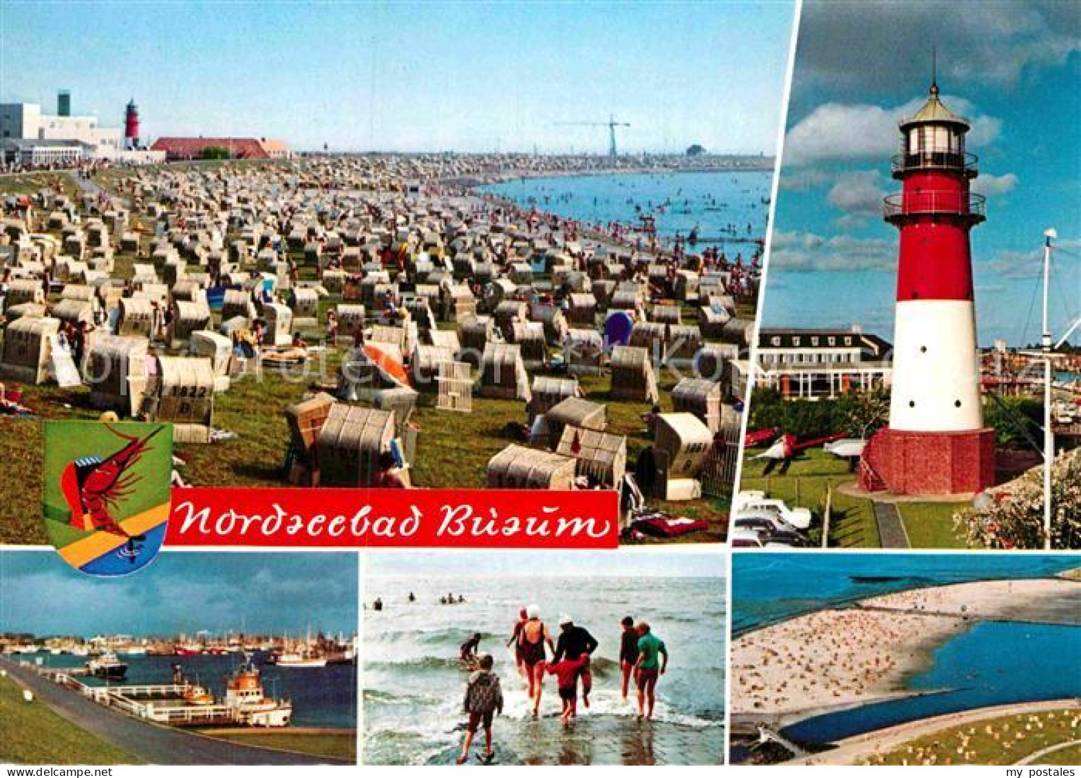 72915982 Buesum Nordseebad Strand Fliegeraufnahme Leuchtturm Hafen Buesum - Buesum