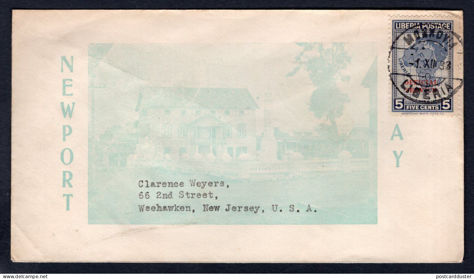 LIBERIA 1933 Official Service Overprint Stamp On ILLUSTRATED Cover To USA (p2794) - Liberia