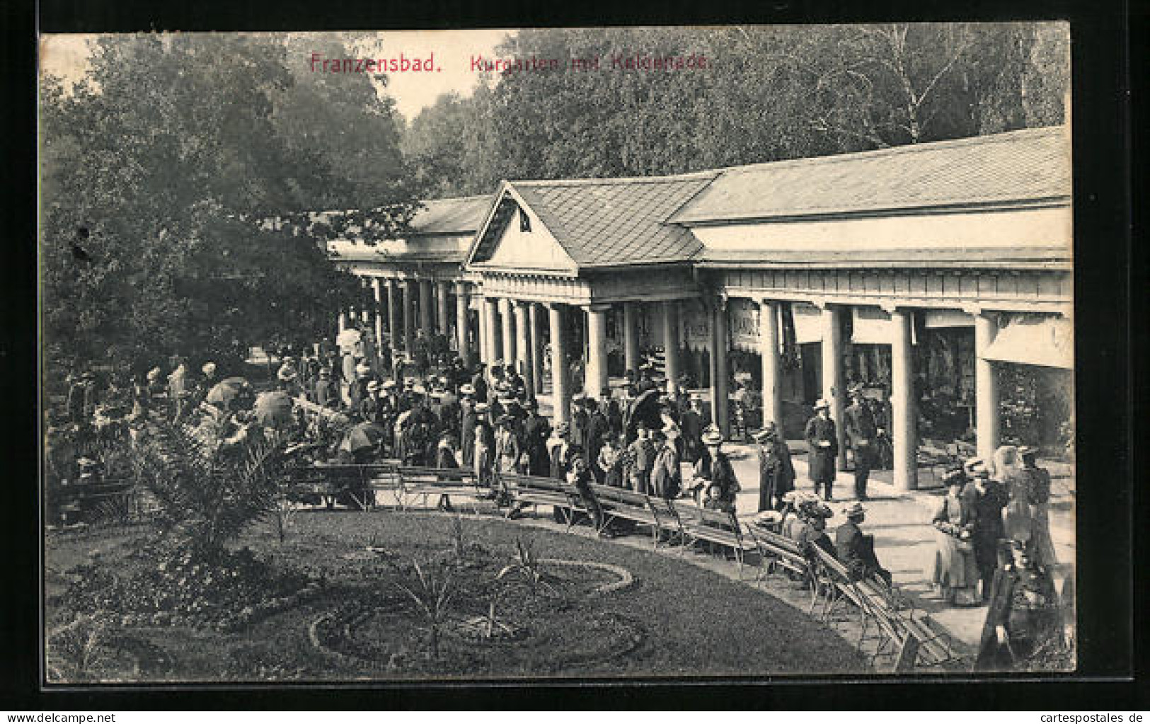 AK Franzensbad, Kurgarten Mit Kolonnade  - Tchéquie