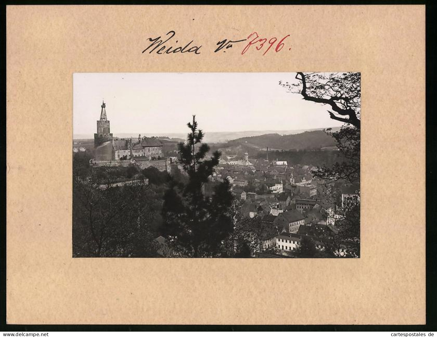Fotografie Brück & Sohn Meissen, Ansicht Weida I. Th., Blick Zur Stadt Mit Schloss Osterburg  - Lugares