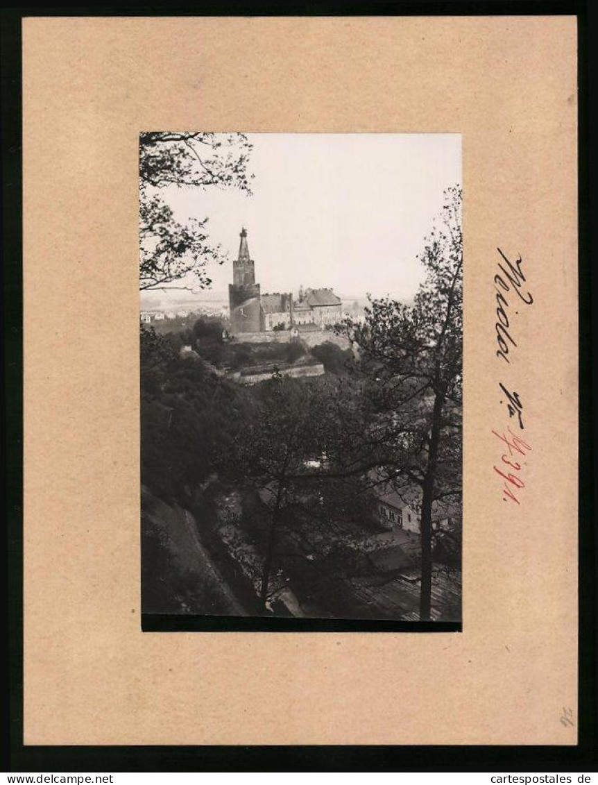 Fotografie Brück & Sohn Meissen, Ansicht Weida, Blick Vom Berg Auf Das Schloss Osterburg  - Orte