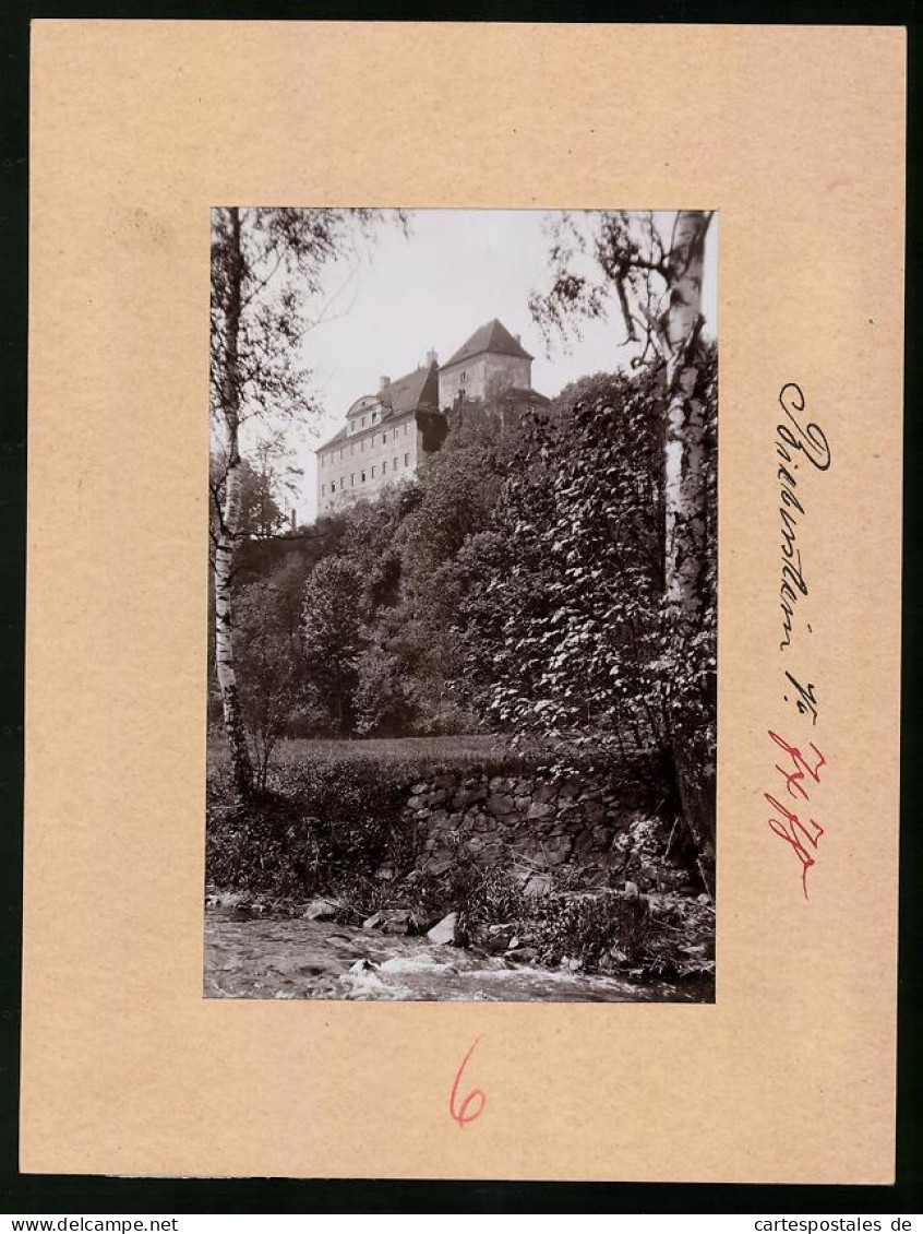 Fotografie Brück & Sohn Meissen, Ansicht Bieberstein I. Sa., Blick Vom Fluss Auf Das Schloss  - Plaatsen