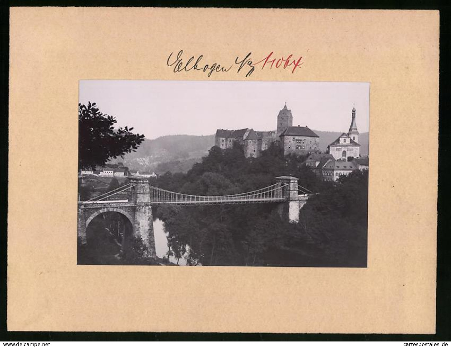 Fotografie Brück & Sohn Meissen, Ansicht Elbogen, Schloss Mit Kettenbrücke  - Lugares