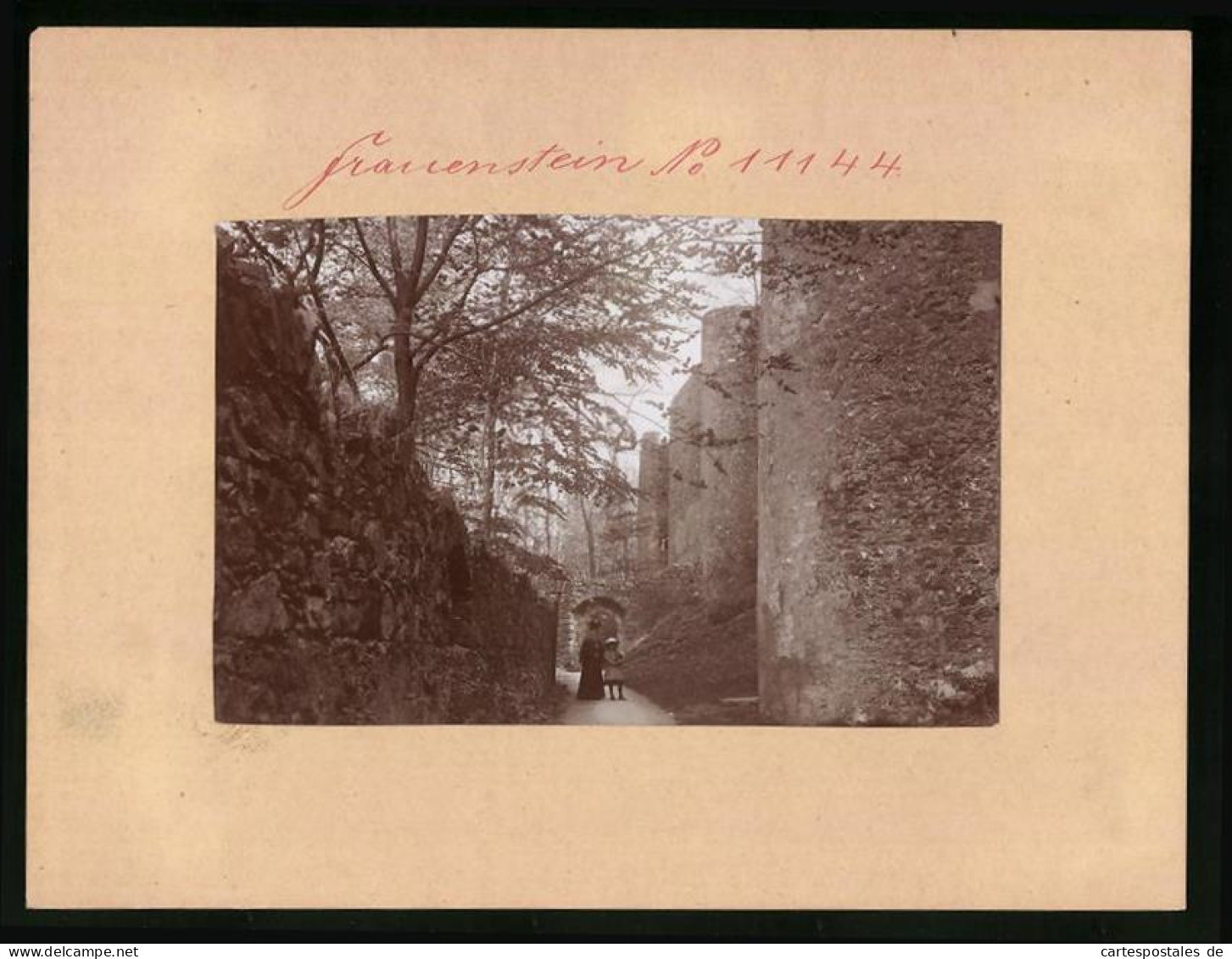 Fotografie Brück & Sohn Meissen, Ansicht Frauenstein, Weg Neben Der Schlossmauer  - Orte