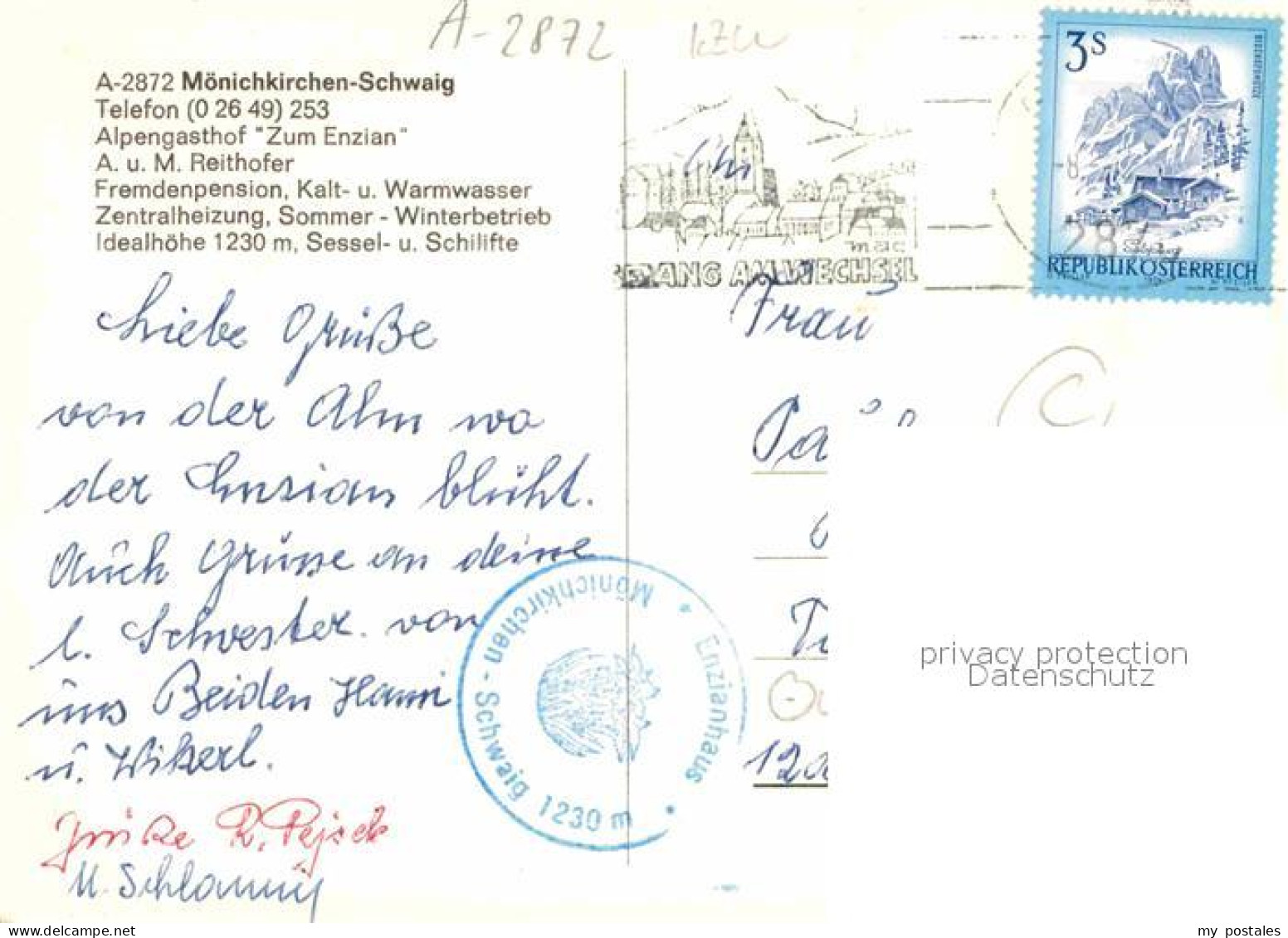72913911 Schwaig Moenichkirchen Wegkreuz Alpengasthof Zum Enzian Moenichkirchen  - Sonstige & Ohne Zuordnung