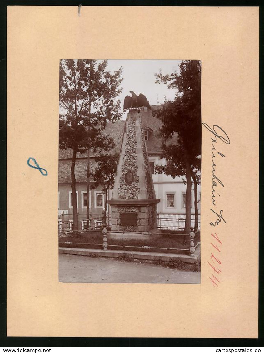 Fotografie Brück & Sohn Meissen, Ansicht Grünhain I. Erzg., Partie Am Kriegerdenkmal  - Lieux