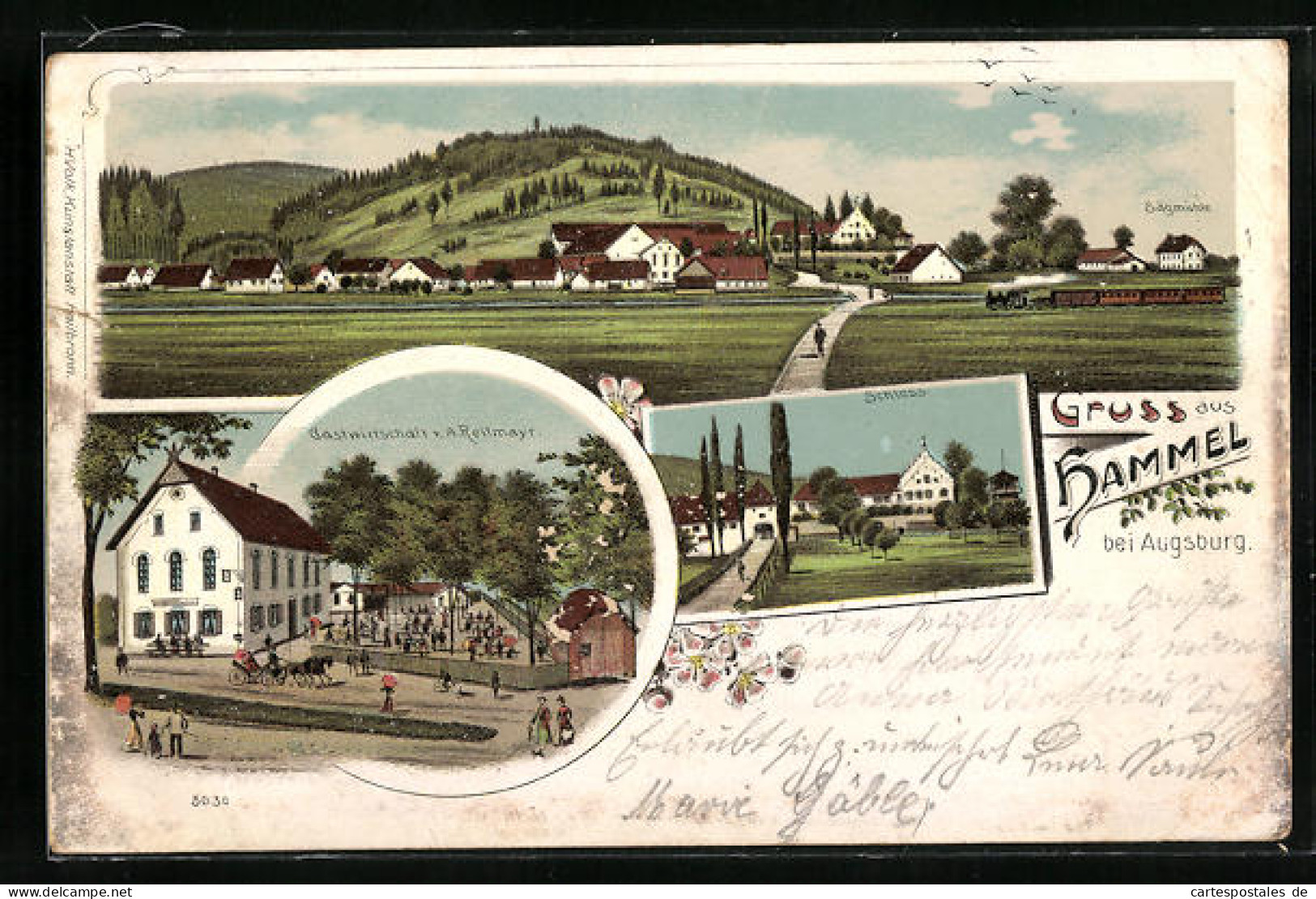 Lithographie Hammel Bei Augsurg, Totalansicht Mit Sägmühle, Gasthaus V. A. Reitmayr, Schloss  - Reit Im Winkl