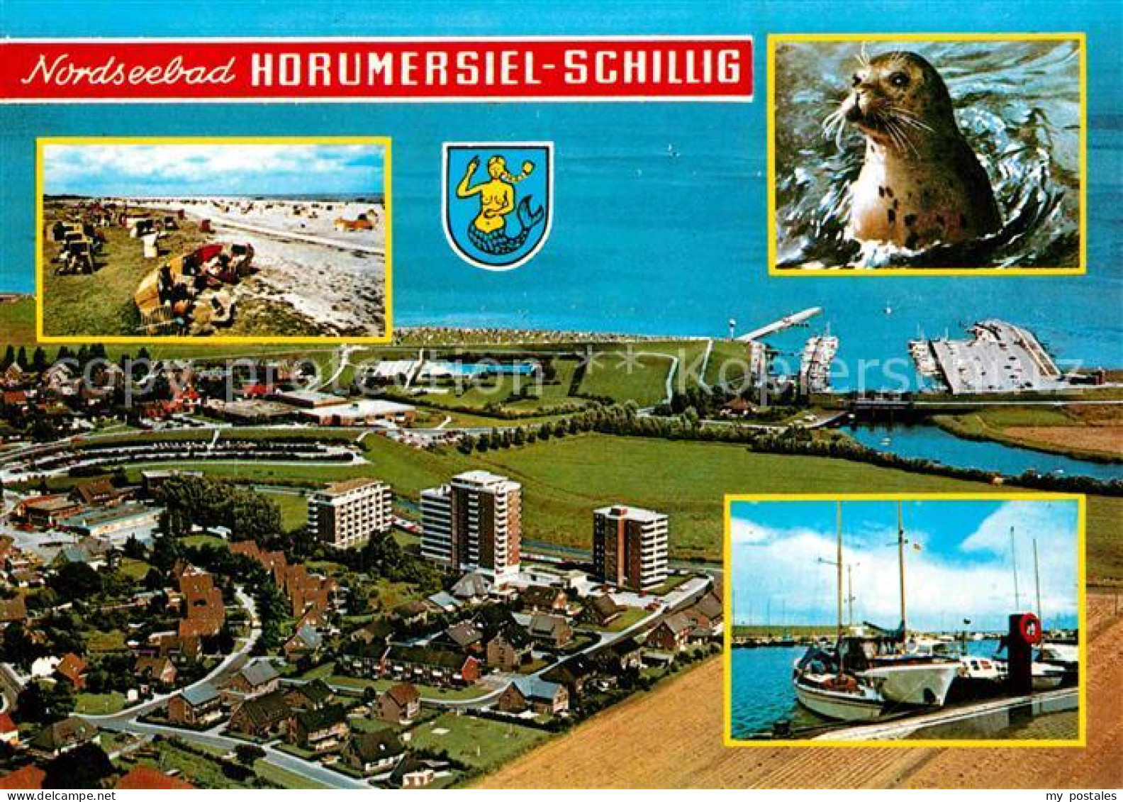 72913789 Schillig Horumersiel Robbe Fliegeraufnahme Strand  Hafen Horumersiel Wa - Wangerland