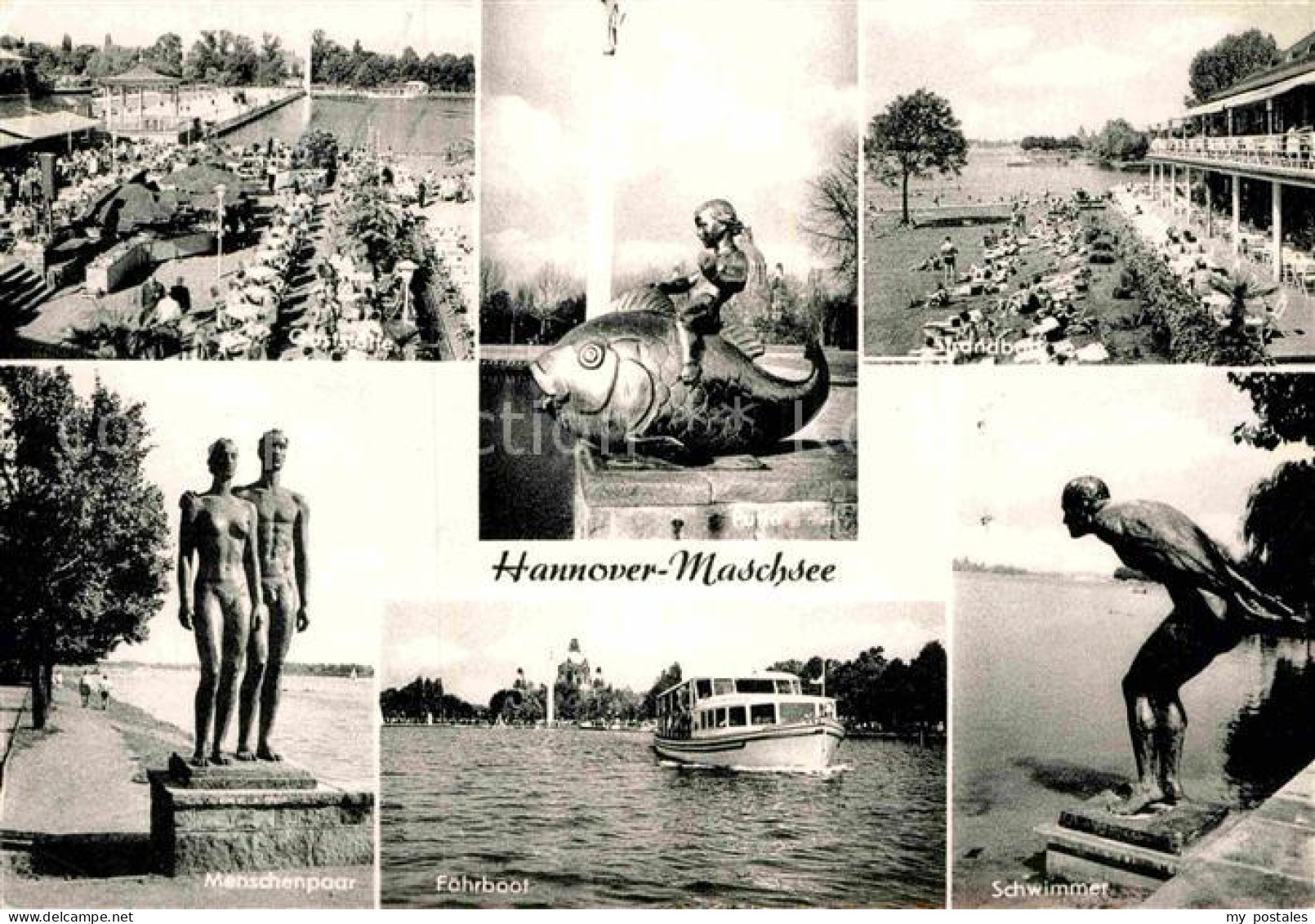 72913785 Hannover Skulpturen Schwimmer Paar Strand Hannover - Hannover