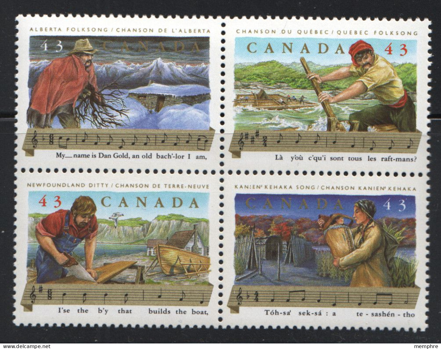 1993  Canadian Folklore  Se-tenant Block Of 4 Sc 1494a MNH - Neufs