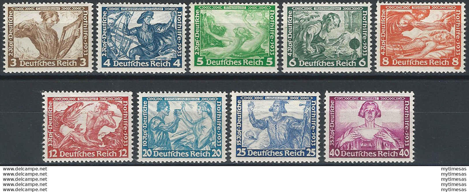 1933 Germania Reich Wagner 9v. MNH Unificato N. 470/78 - Autres & Non Classés