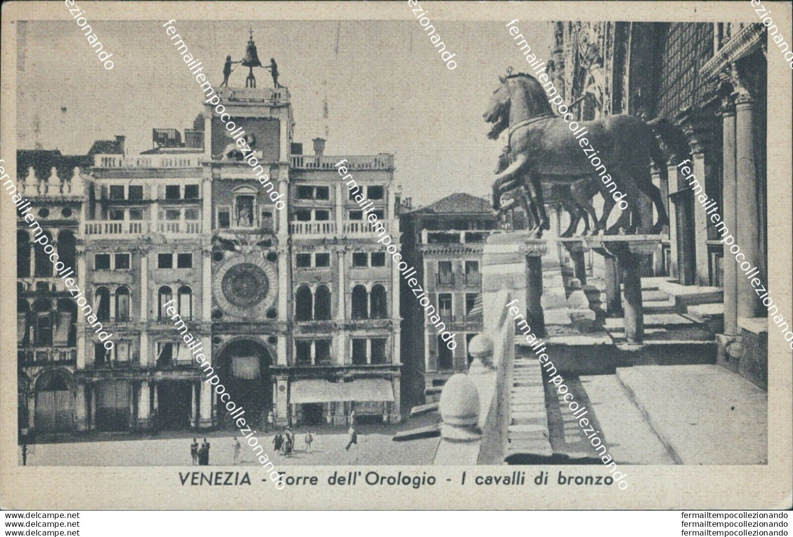 Bt333 Cartolina Venezia Citta' Torre Dell'orologio I Cavalli Di Bronzo Veneto - Venezia (Venedig)