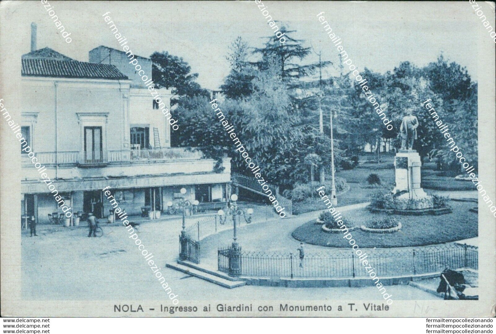 Bu38 Cartolina Nola Ingresso Ai Giardini Con Monumento A T.vitale Napoli - Napoli (Neapel)