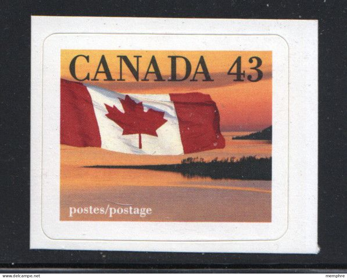 1993  Canadian Flag Over Shoreline - From Booklet Sc 1389 - Unused Stamps