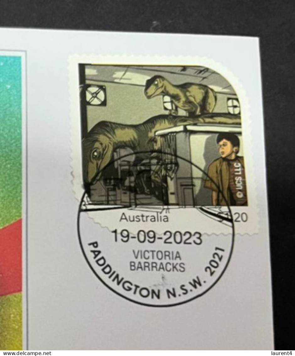 13-5-2024 (4 Z 47 A) Australian Personalised Stamp Isssued For Jurassic Park 30th Anniversary (Dinosaur) - Prehistorics
