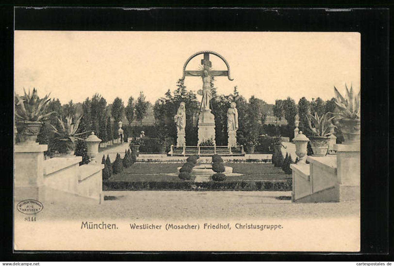 AK München, Westlicher Mosacher Friedhof, Christusgruppe  - München
