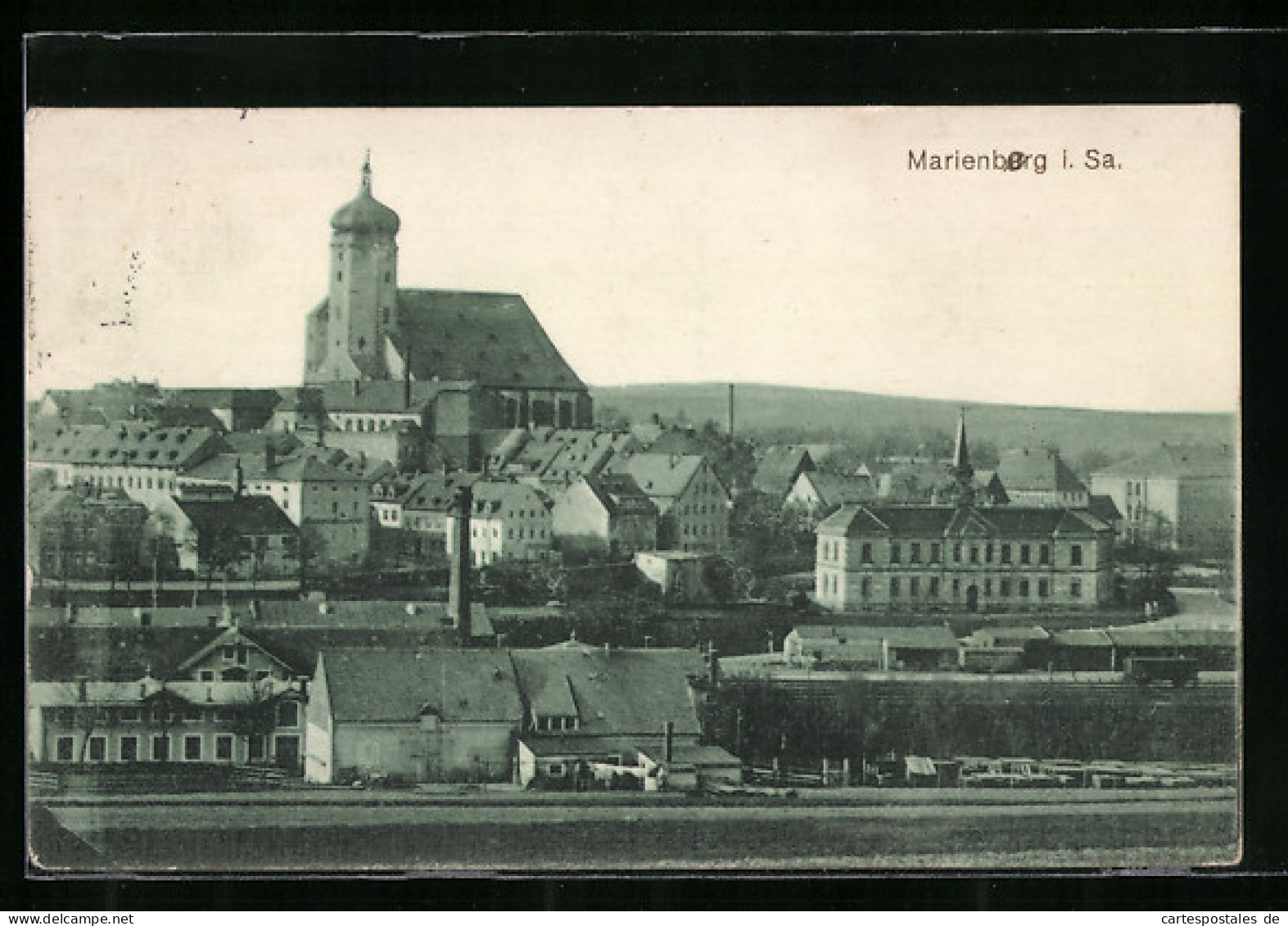 AK Marienberg I. Sa., Ortsansicht Mit Kirche  - Marienberg
