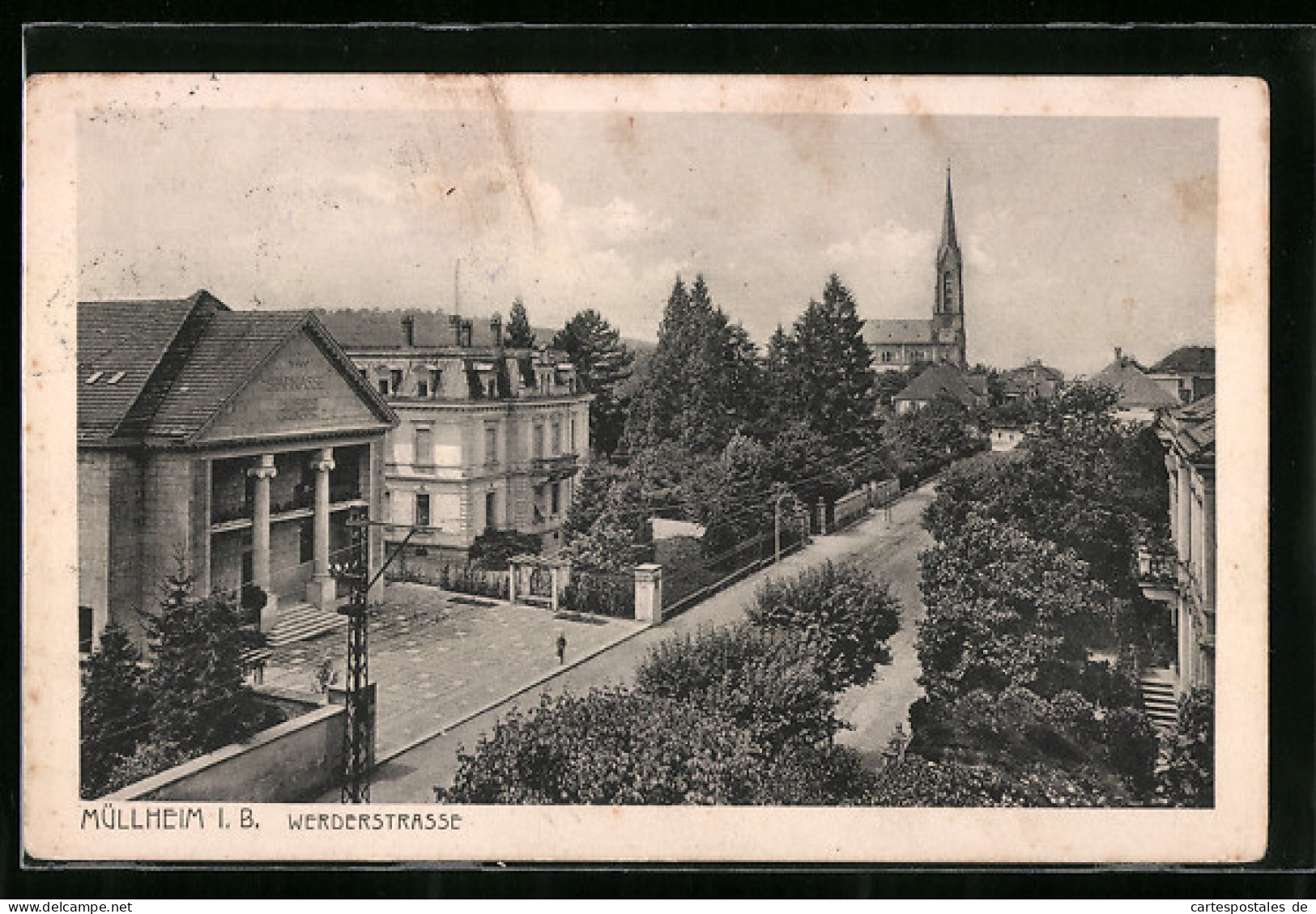 AK Müllheim I. B., Werderstrasse Mit Kirche  - Muellheim