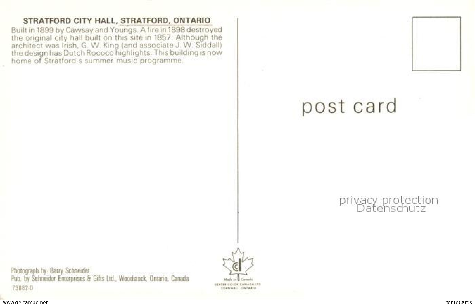 73713768 Stratford Ontario City Hall Stratford Ontario - Unclassified