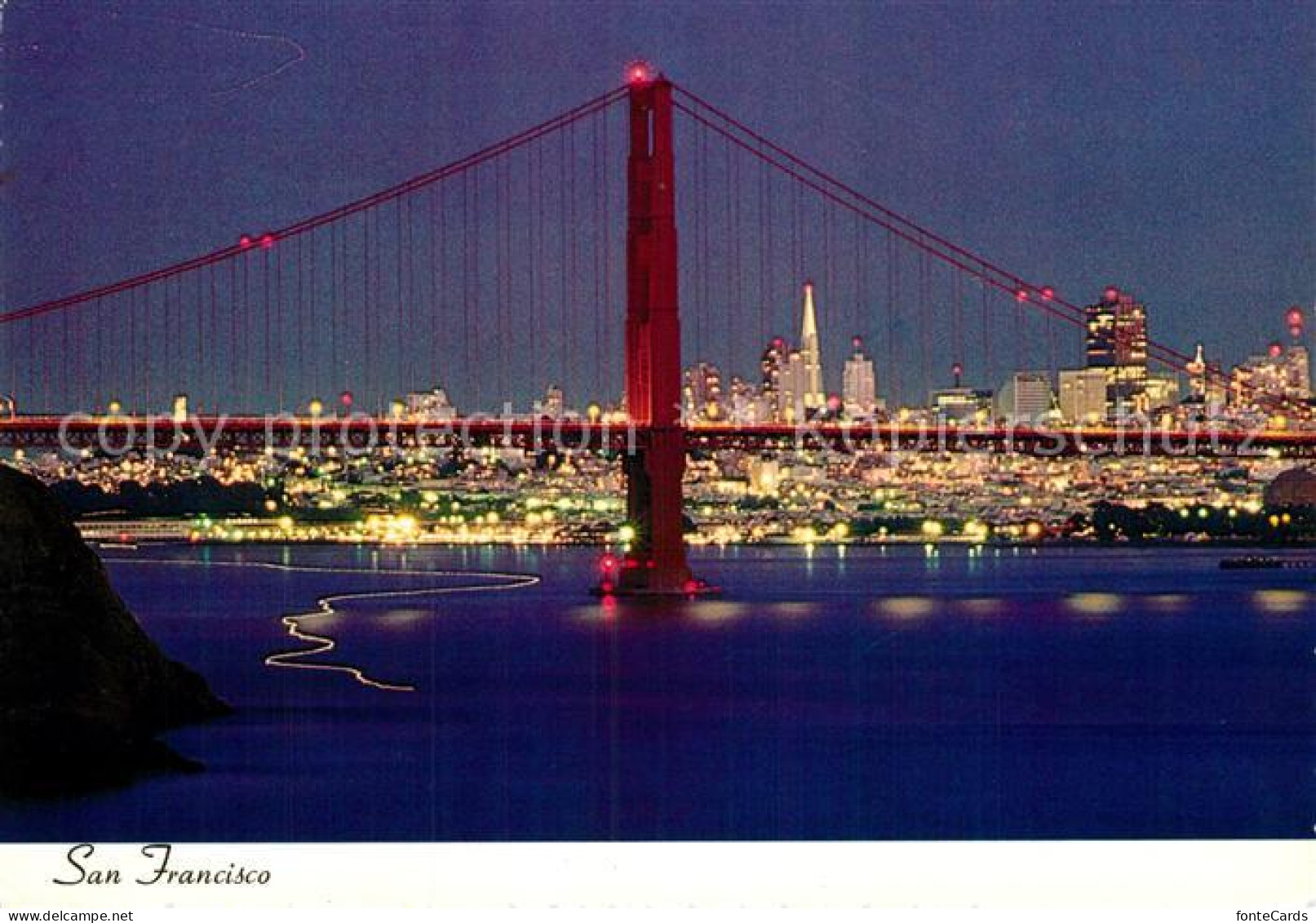 72933574 San_Francisco_California Skyline Mit Br?cke Bei Nacht - Sonstige & Ohne Zuordnung