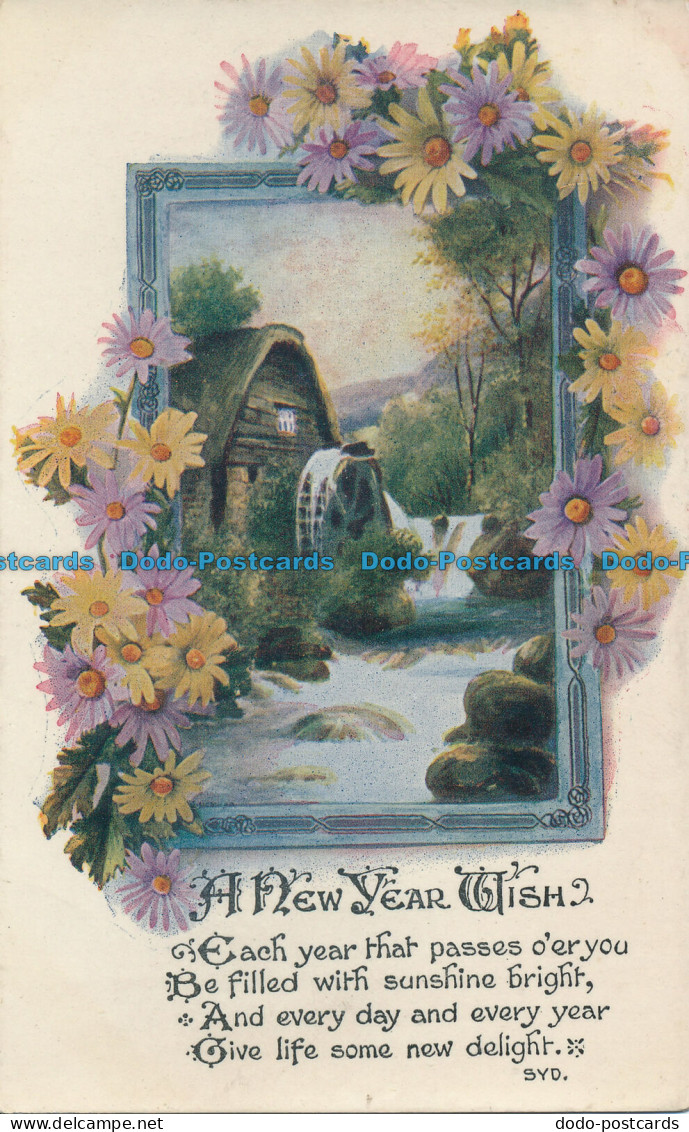 R090952 Greetings. A New Year Wish. Watermills. W. And K. London. 1919 - Sonstige & Ohne Zuordnung