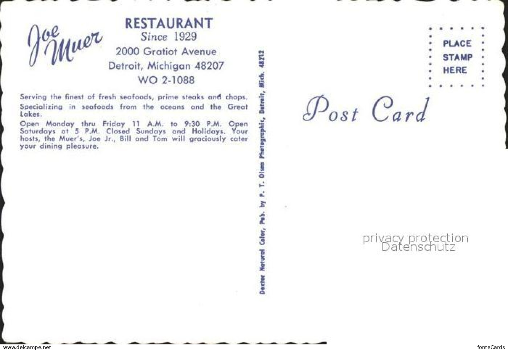 72921205 Detroit_Michigan Restaurant Joe Muer - Sonstige & Ohne Zuordnung