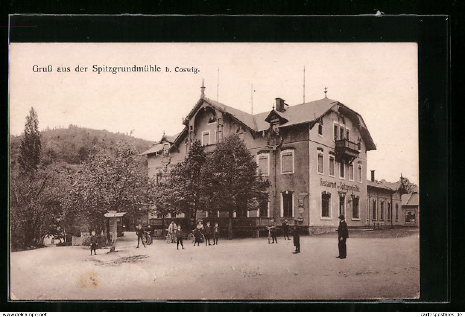 AK Coswig, Gruss Aus Dem Restaurant Zur Spitzgrundmühle  - Coswig