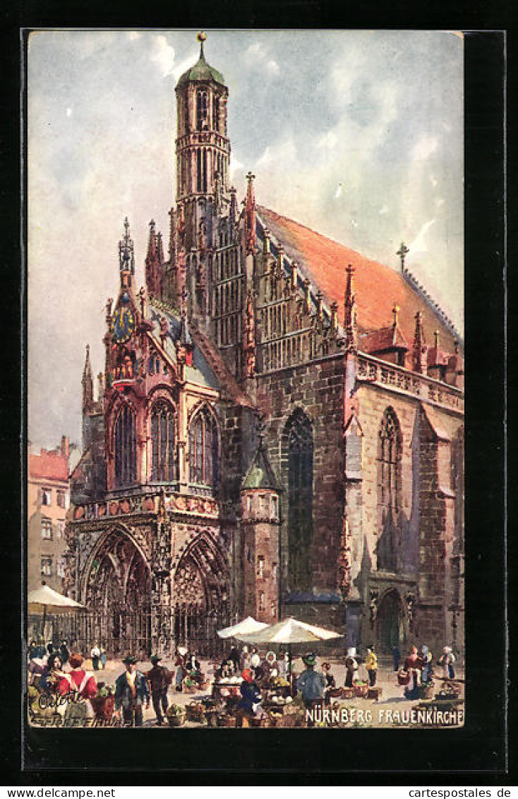 Künstler-AK Charles F. Flower: Nürnberg, Frauenkirche Und Marktstände  - Otros & Sin Clasificación