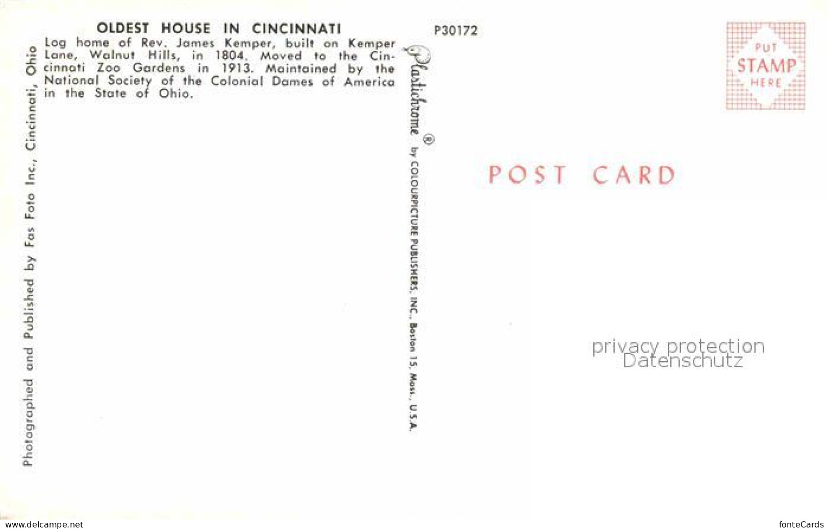 72905600 Cincinnati Ohio Oldes House In Cincinnati Log Home Of Reverend James Ke - Other & Unclassified