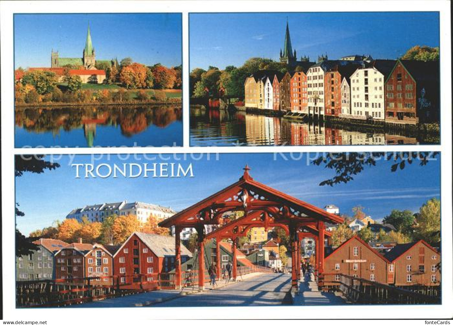 71820611 Trondheim Teilansichten Kirche Holzbruecke Trondheim - Norvège