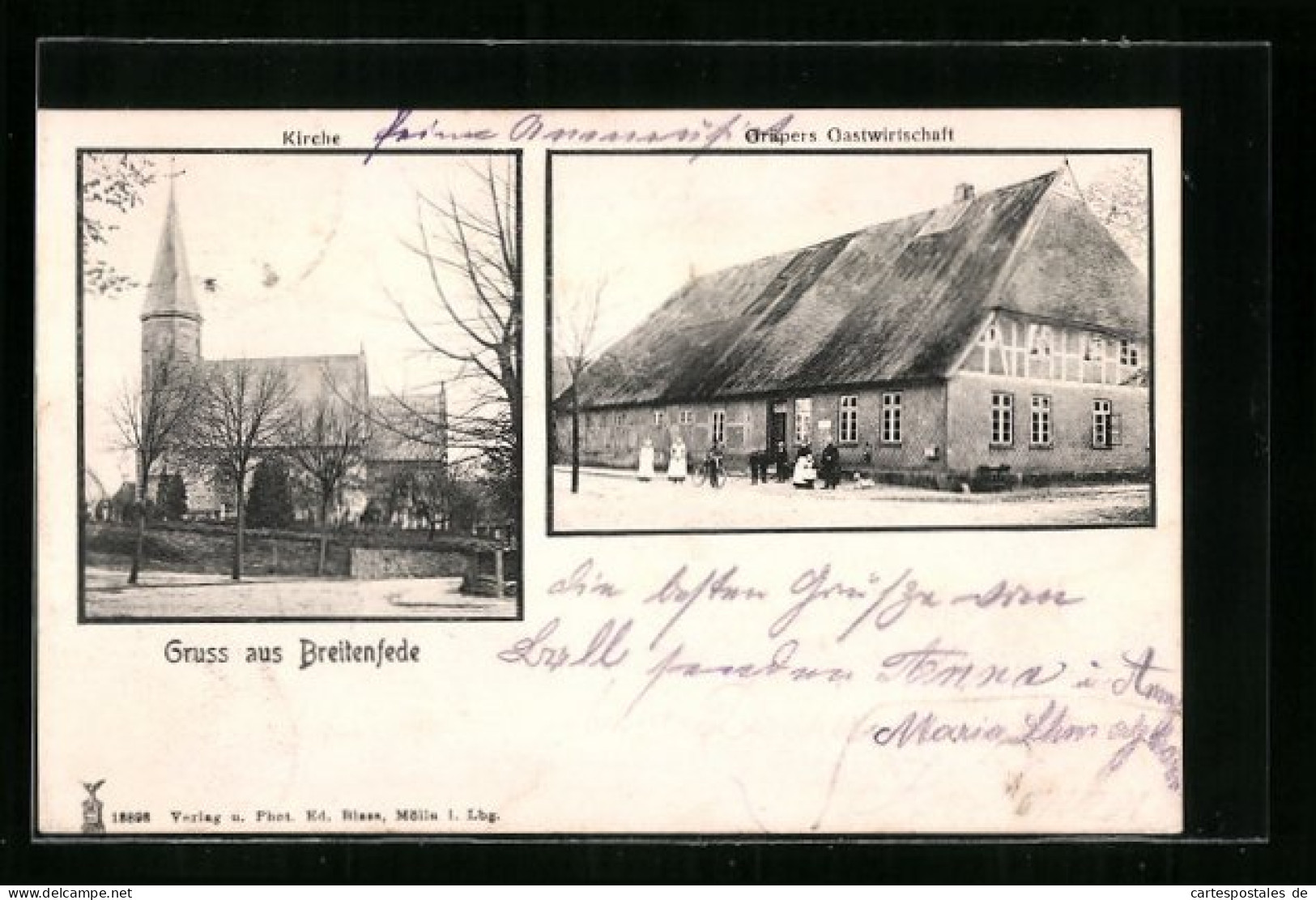 AK Breitenfelde, Kirche Und Gräpers Gasthaus  - Andere & Zonder Classificatie