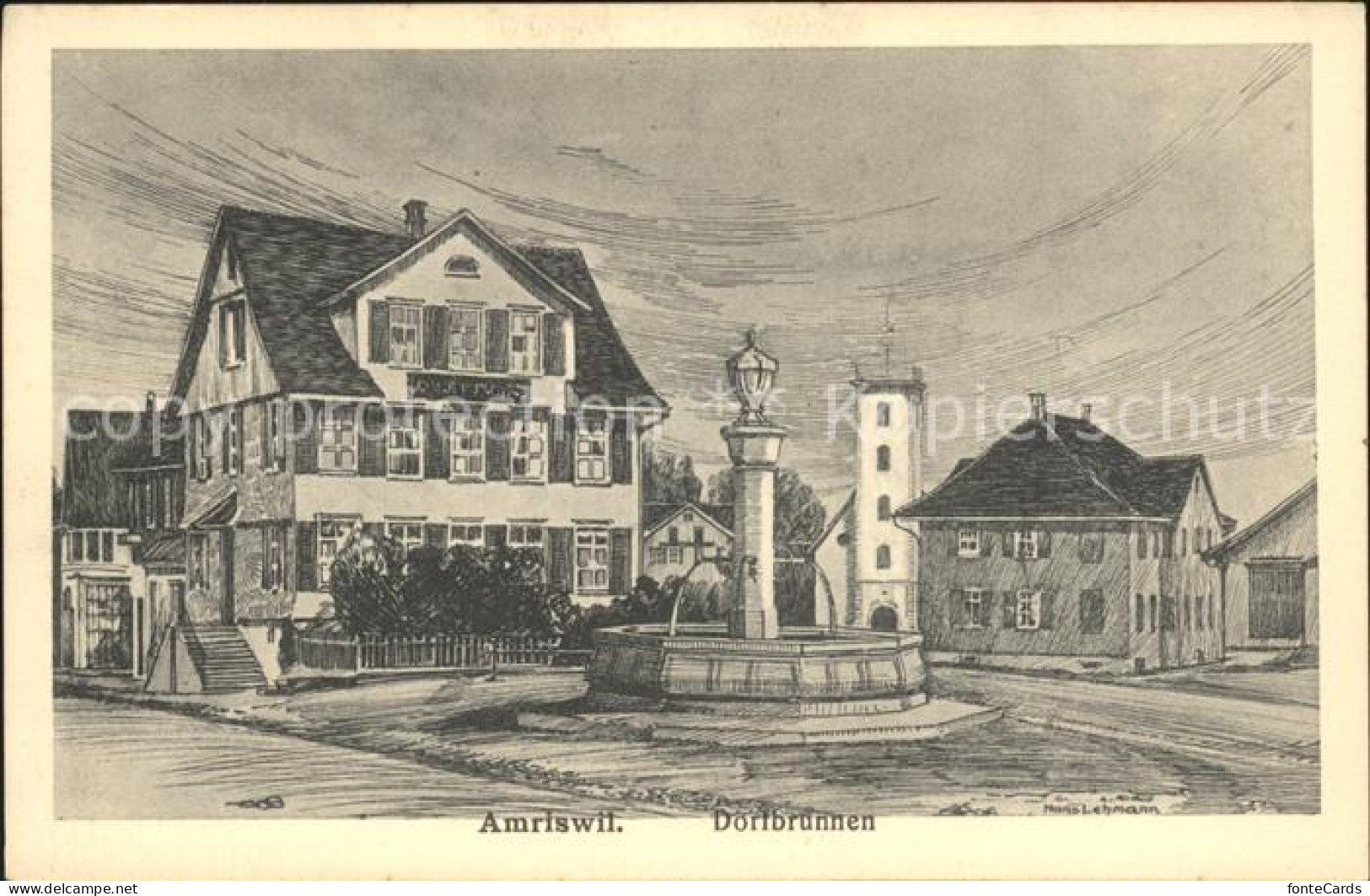 12059536 Amriswil TG Dorfbrunnen Kuenstlerkarte Amriswil - Andere & Zonder Classificatie