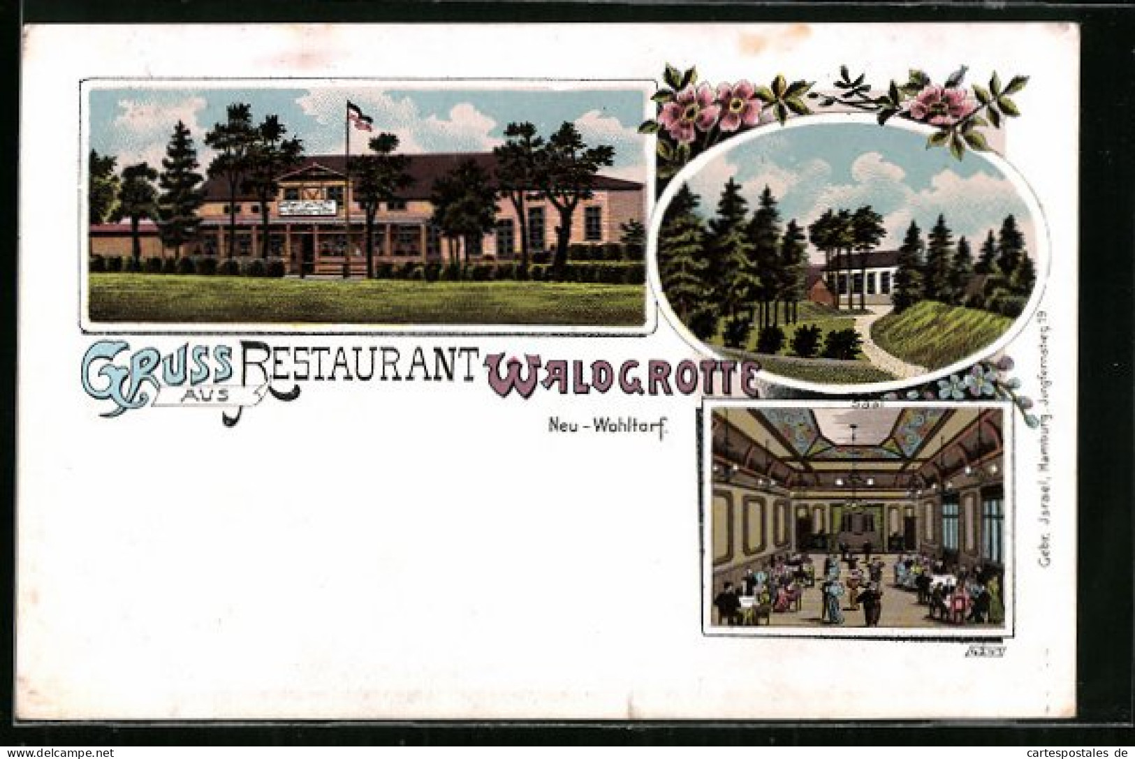 Lithographie Neu-Wohltorf, Restaurant Waldgrotte Mit Innenansicht  - Other & Unclassified