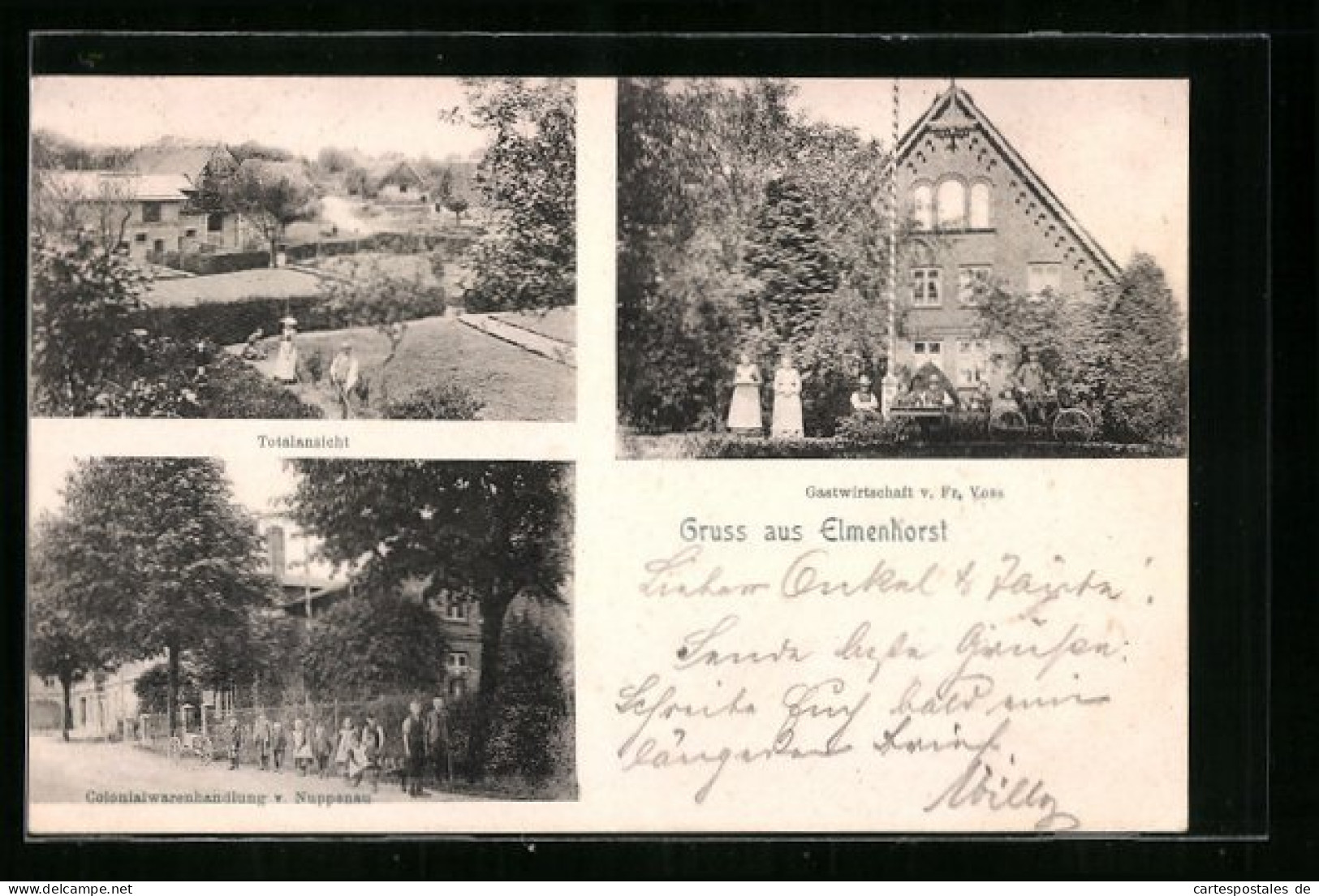 AK Elmenhorst, Gasthaus Von Fr. Voss, Kolonialwarenhandlung V. Nuppenau, Totalansicht  - Other & Unclassified