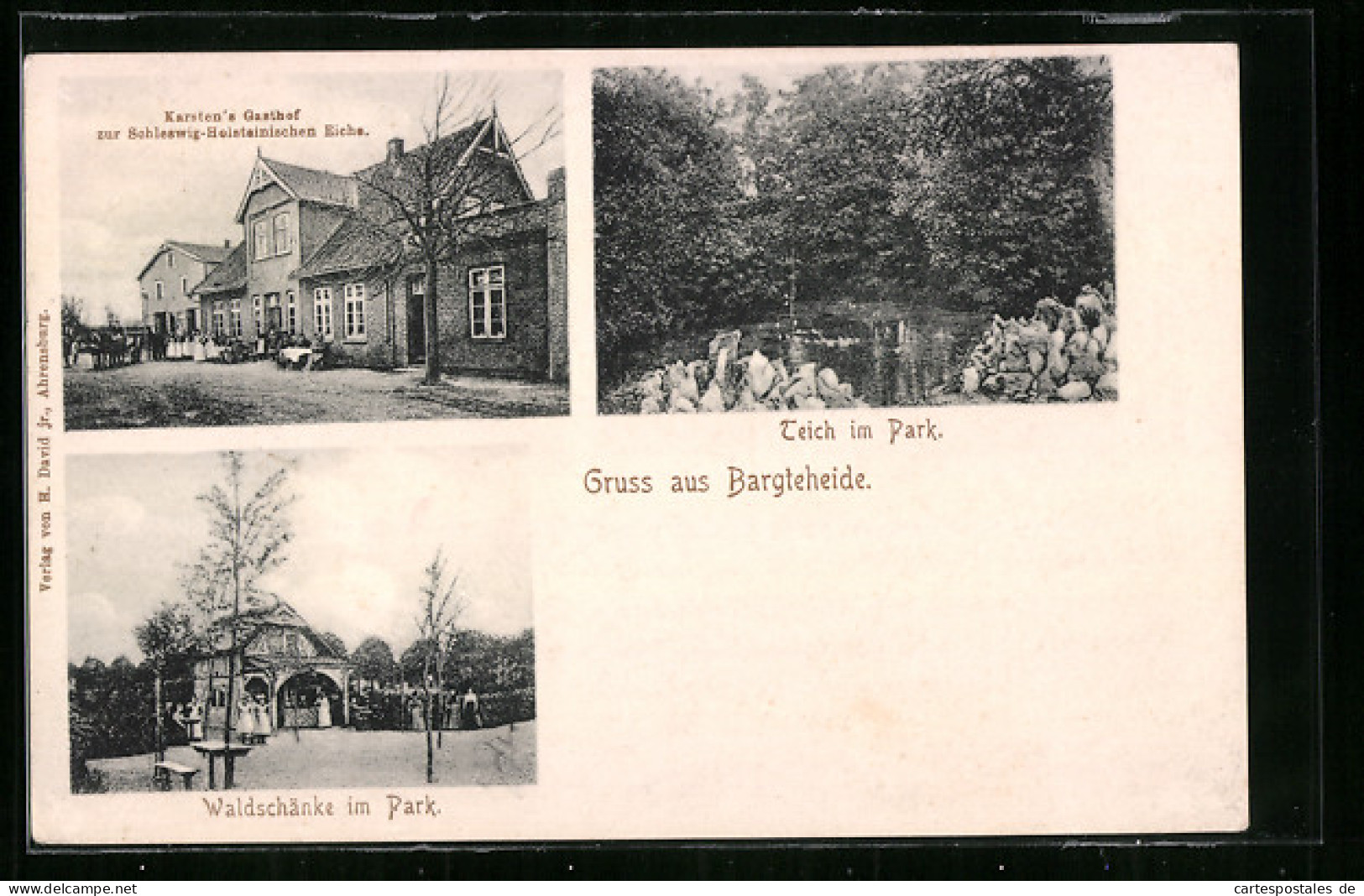 AK Bargteheide, Kartens`s Gasthof Zur Schleswig-Holsteinischen Eiche, Gasthaus Waldschänke Im Park, Teich Im Park  - Schleswig