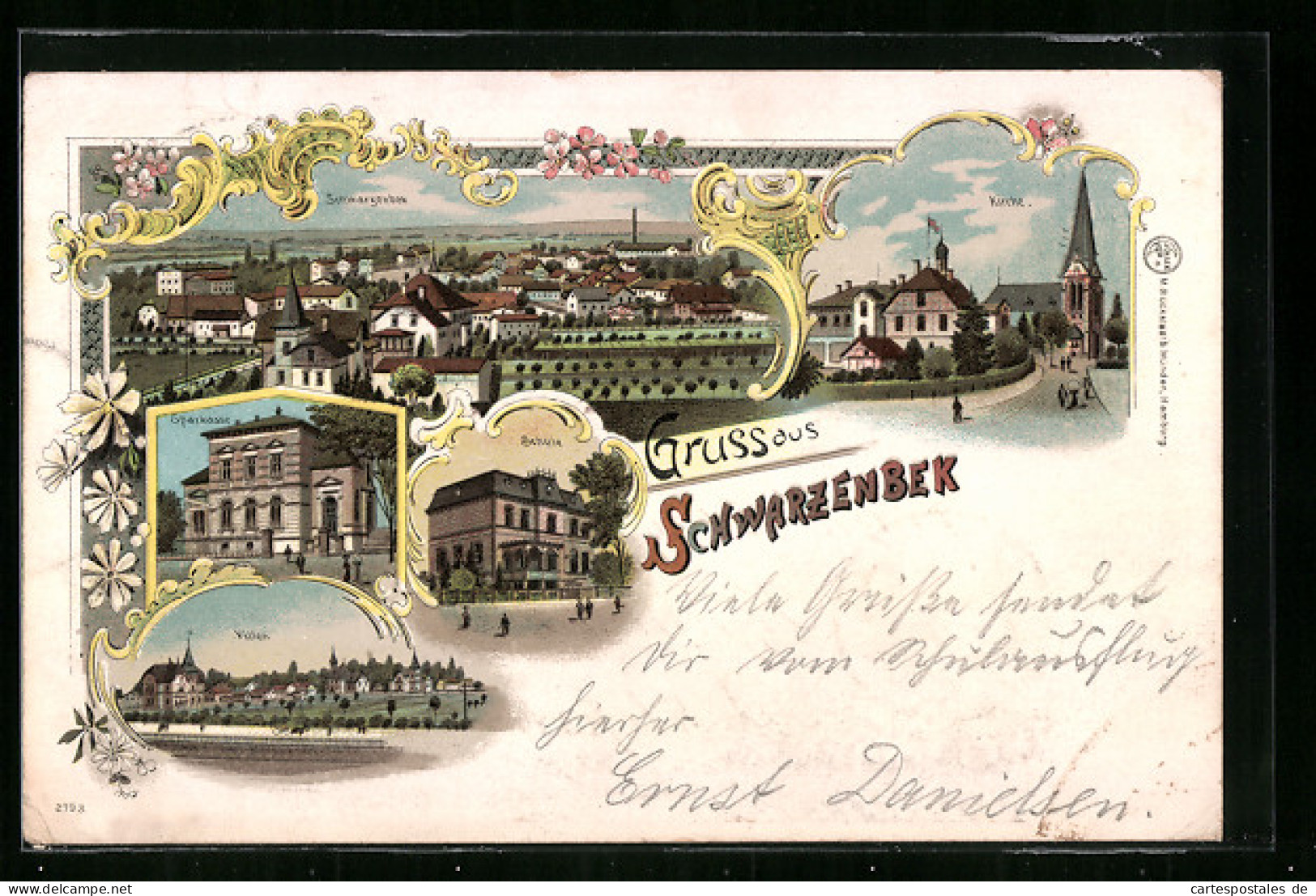 Lithographie Schwarzenbek, Panorama, Villen, Sparkasse, Kirche  - Other & Unclassified