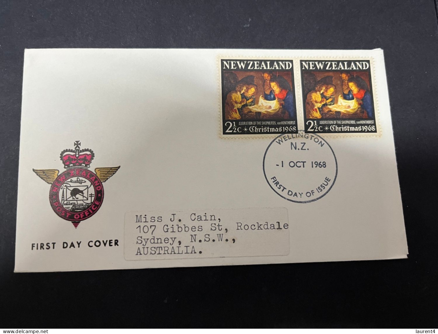 12-5-2024 (4 Z 47 B)  Nsw Zealand FDC - 1968 - (posted FDC To Australia) Christmas - Noël