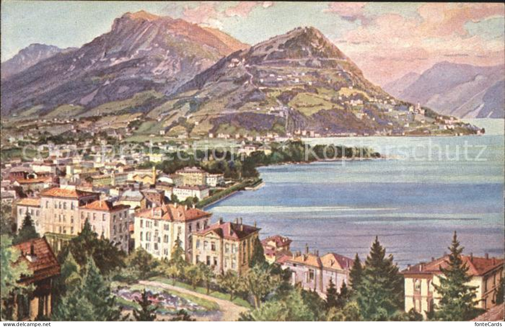 12056546 Lugano TI Kuenstlerkarte Mit Monte Bre E Boglia Lugano TI - Andere & Zonder Classificatie