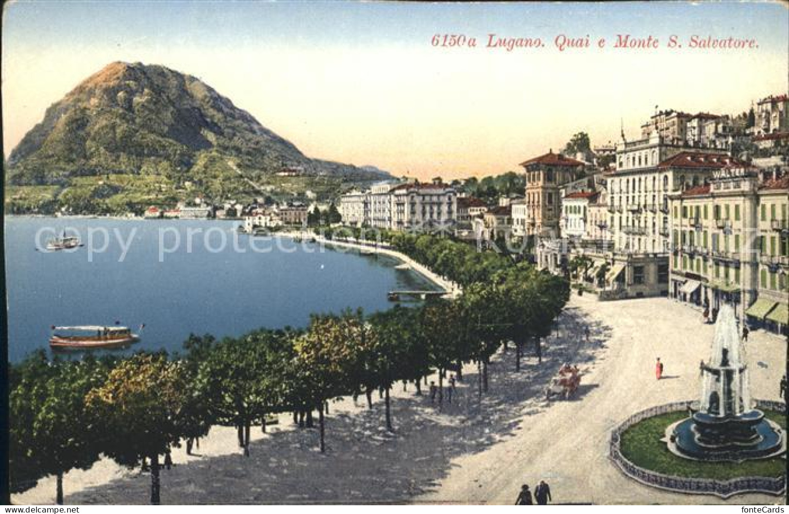 12047526 Lugano TI Quai Monte San Salvatore Brunnen Uferpromenade Luganersee Lug - Altri & Non Classificati