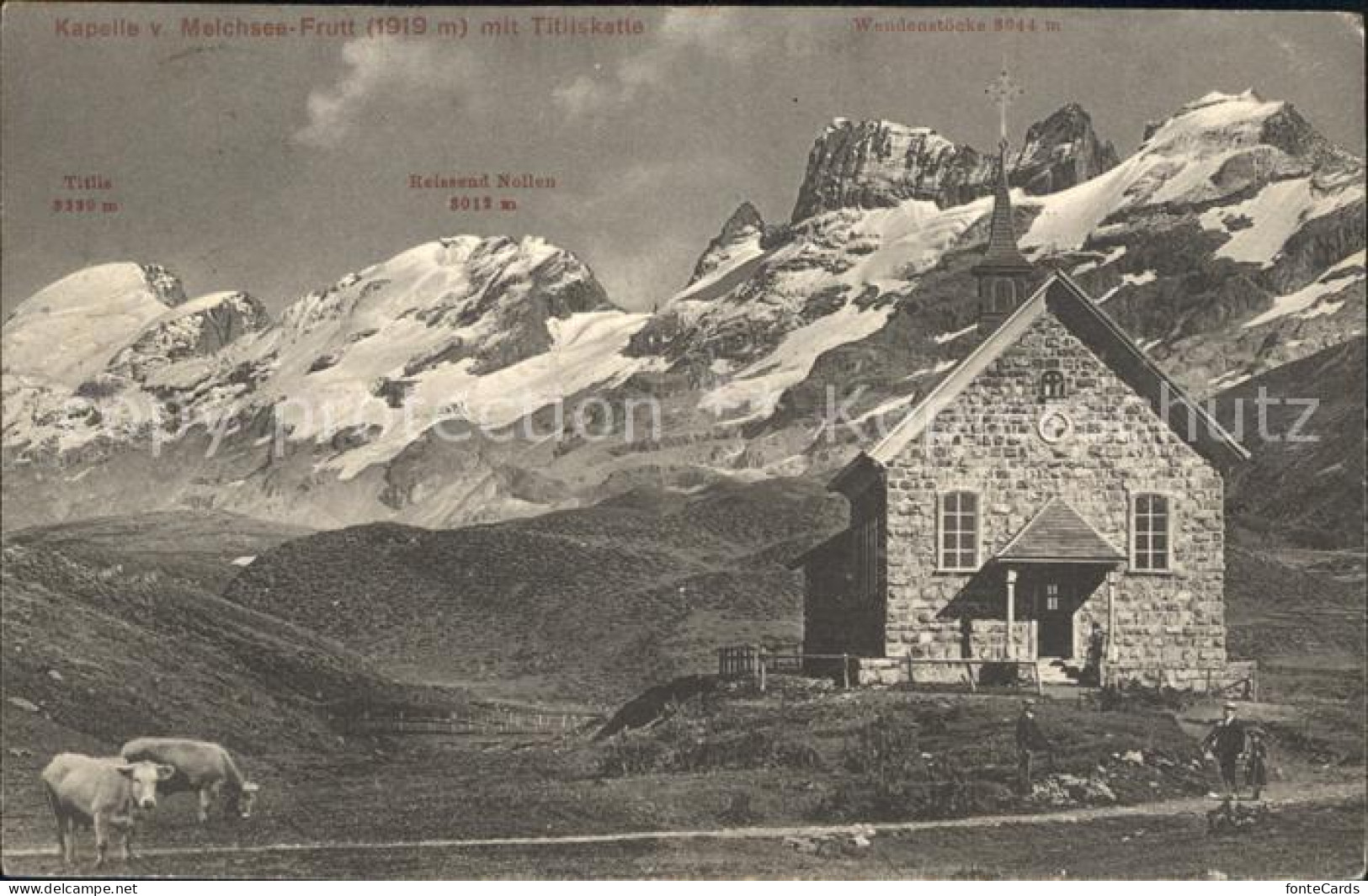 12046146 Melchsee-Frutt Kapelle Mit Titliskette Urner Alpen Kuehe Melchsee-Frutt - Andere & Zonder Classificatie