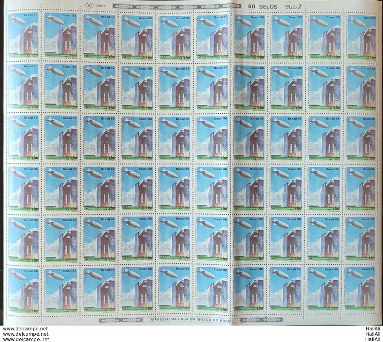 C 1541 Brazil Stamp 50 Years Airport Bartolomeu De Gusmao Balloon Hangar 1986 Sheet - Unused Stamps