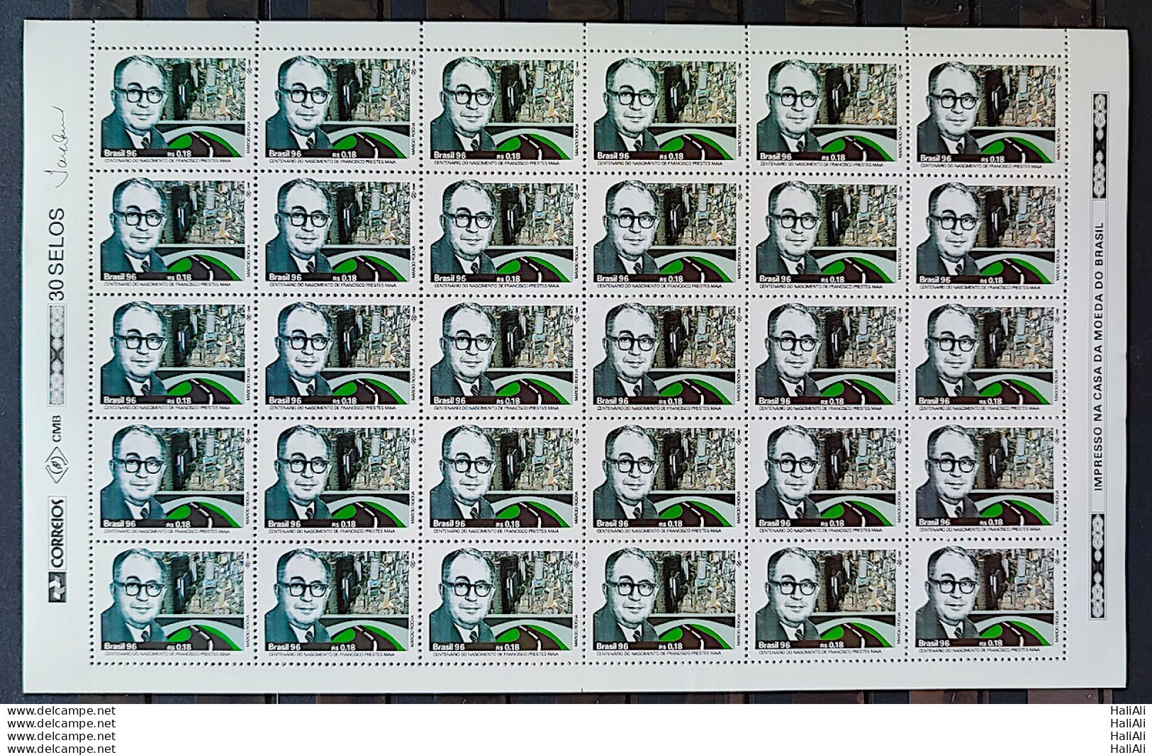 C 1986 Brazil Stamp Francisco Prestes Maia 1996 Sheet - Nuovi