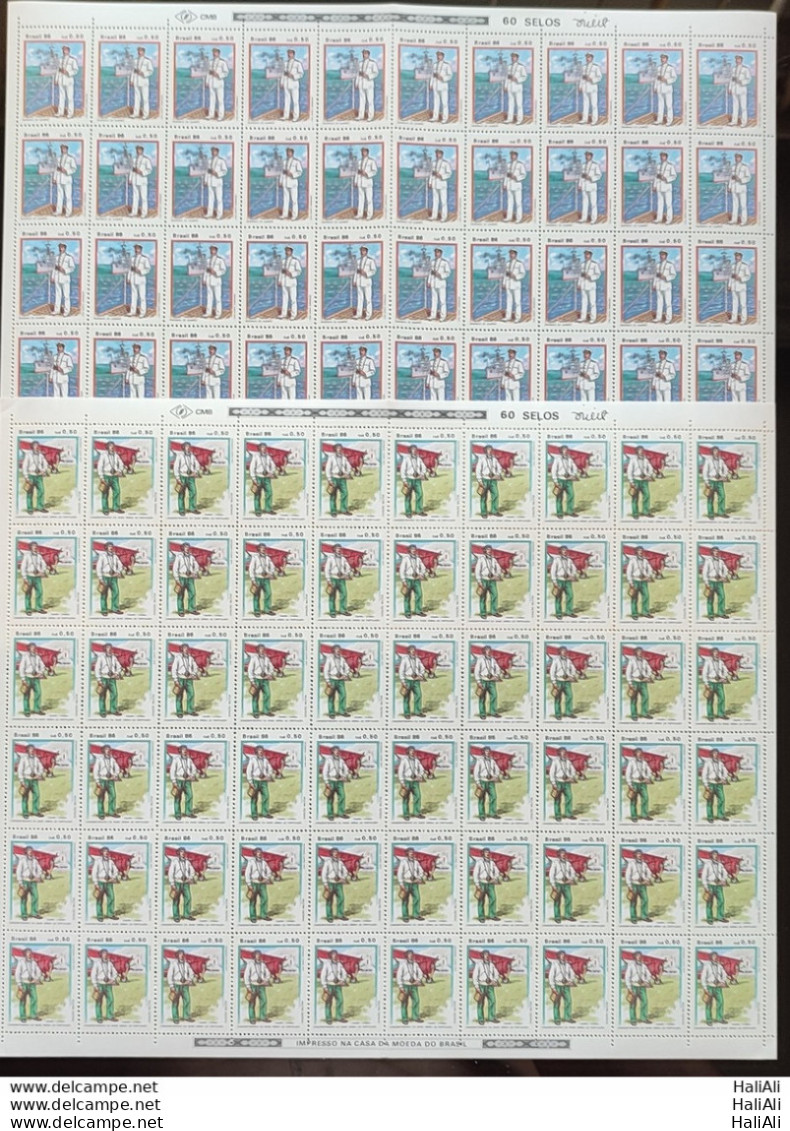 C 1539 Brazil Stamp Costumes And Uniforms Of Marine Aeronautics Ship Airplane 1986 Sheet Complete Series - Unused Stamps