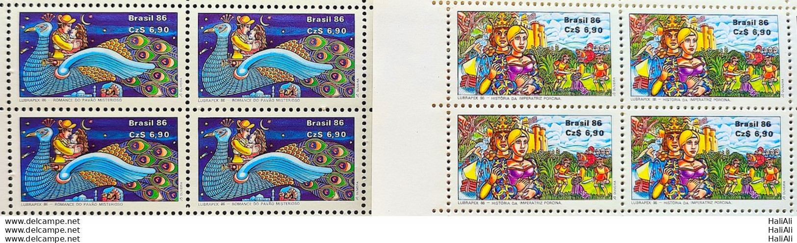 C 1534 Brazil Stamp Lubrapex Philately Postal Service 1986 Block Of 4 Complete Series - Ungebraucht