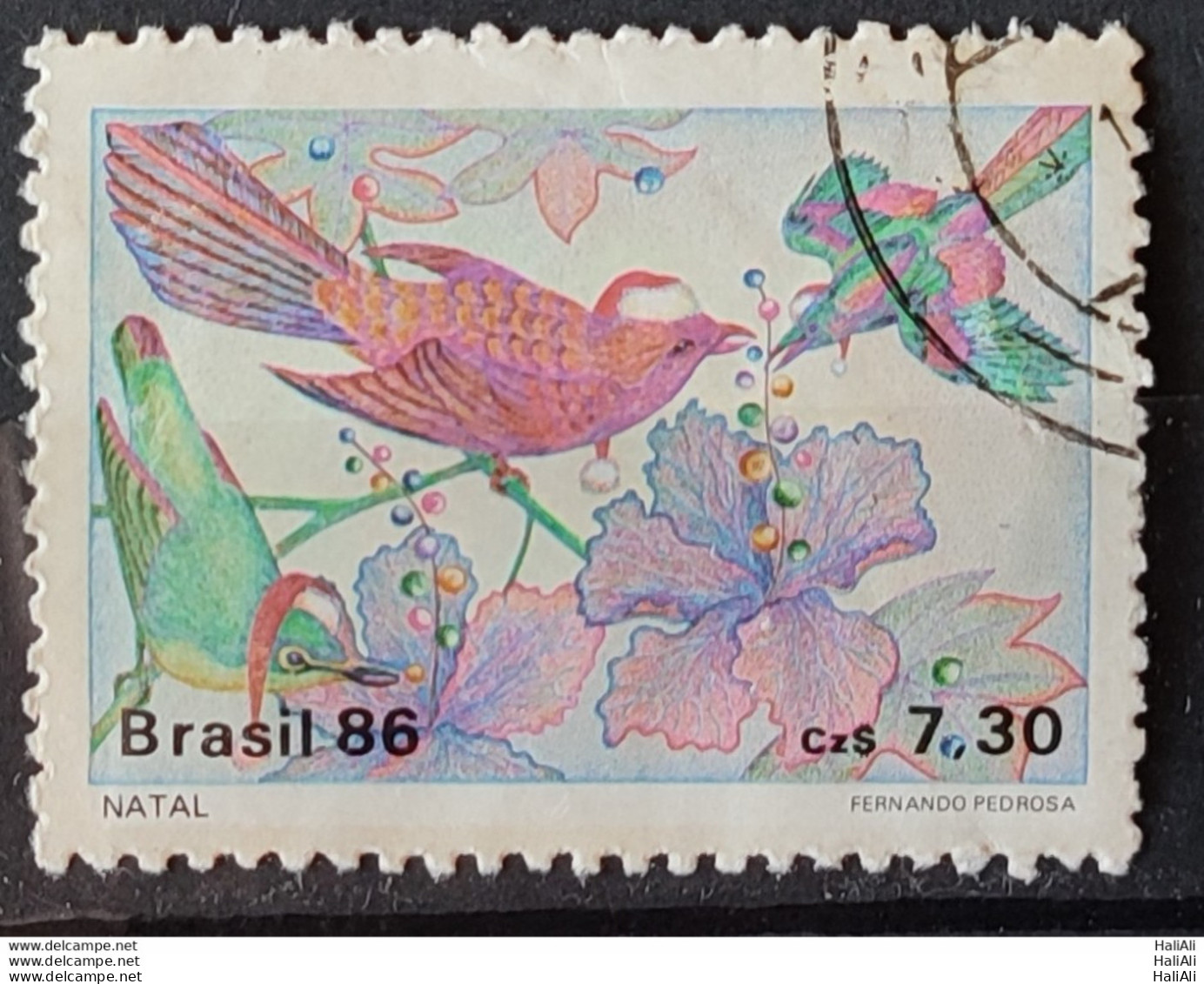 C 1532 Brazil Stamp Christmas Religion Birds 1986 Circulated 6 - Usados