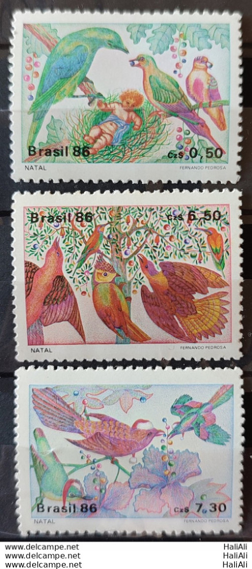 C 1530 Brazil Stamp Christmas Religion Birds 1986 Complete Series - Ongebruikt