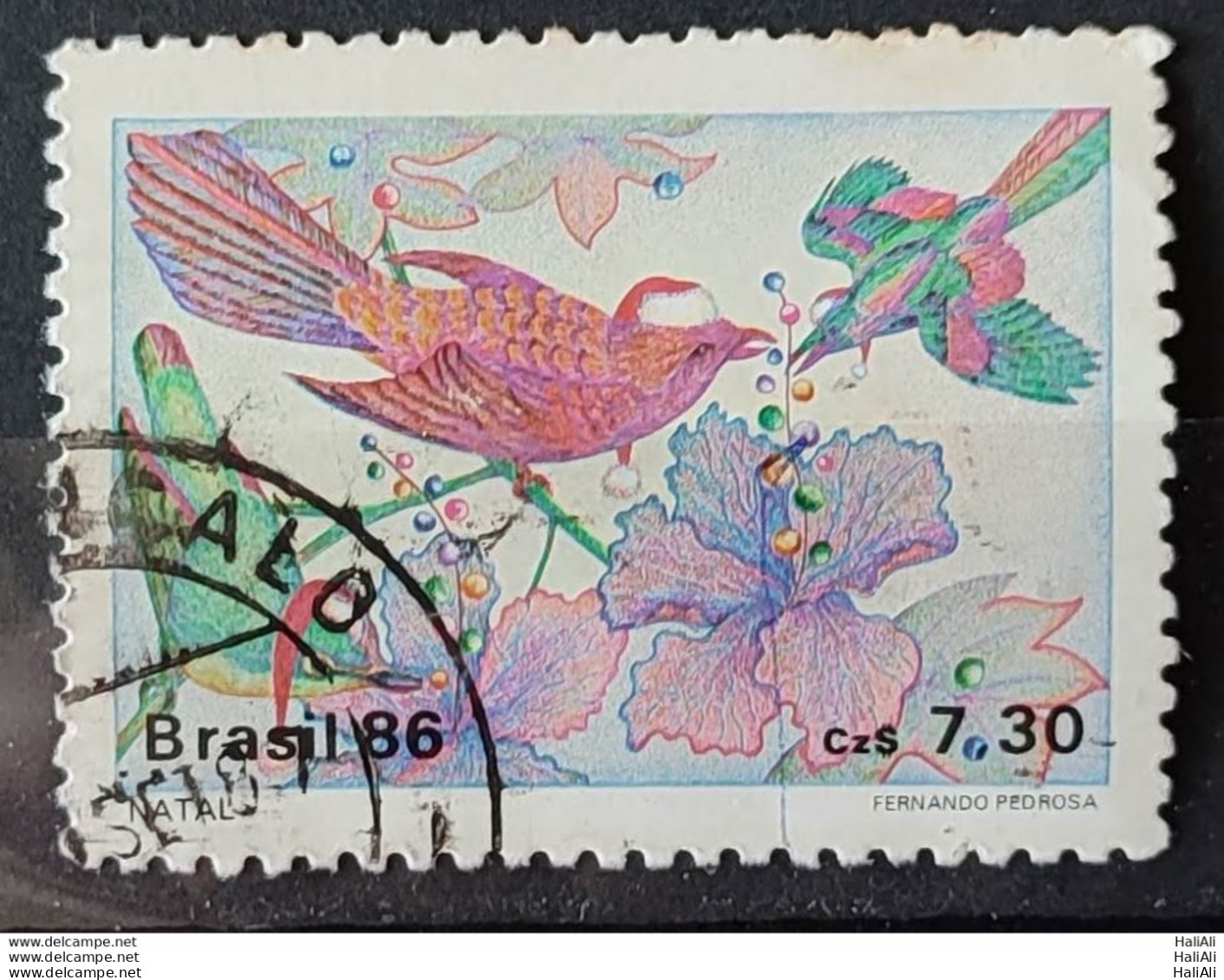 C 1532 Brazil Stamp Christmas Religion Birds 1986 Circulated 3 - Usados