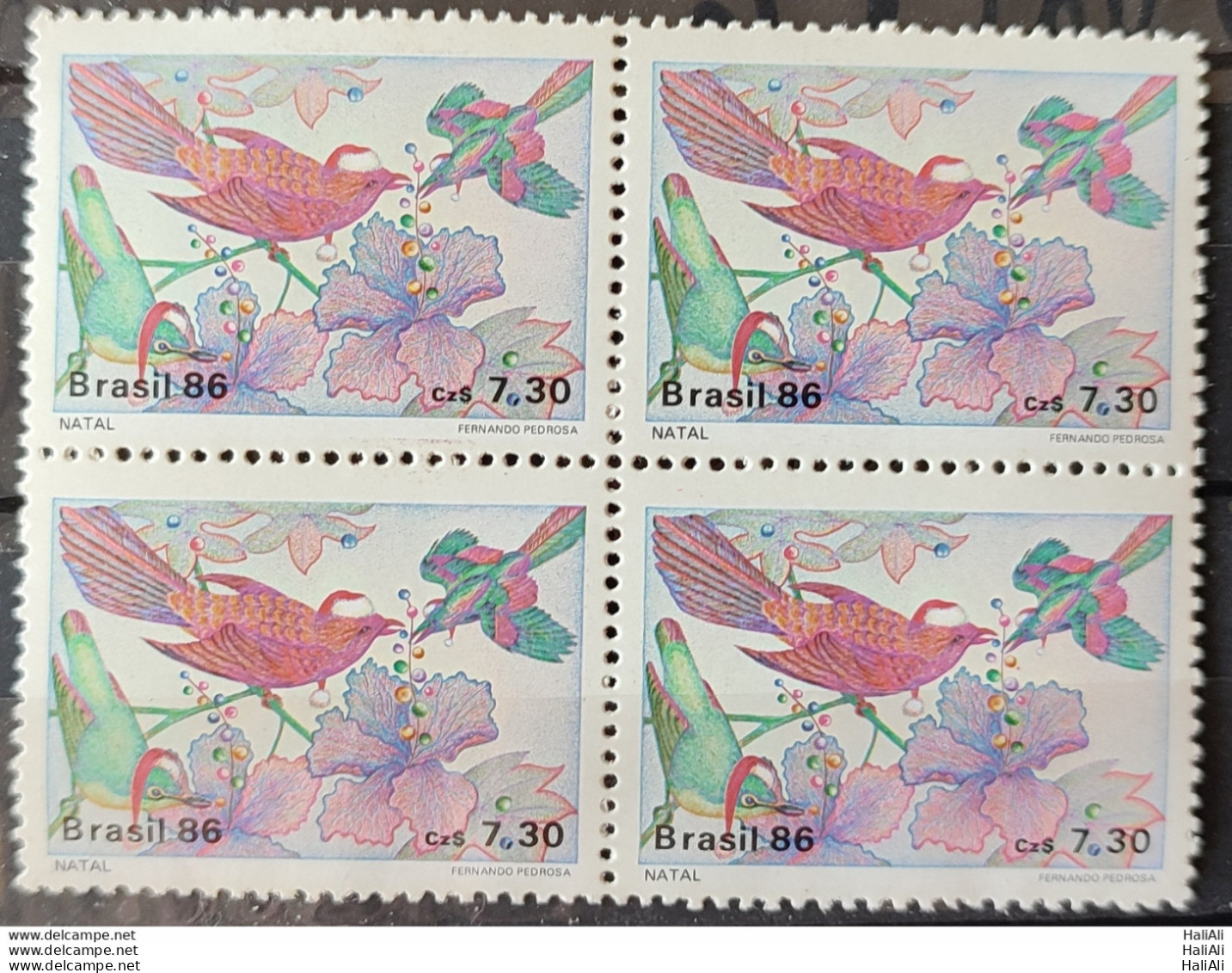 C 1532 Brazil Stamp Christmas Religion Birds 1986 Block Of 4 - Unused Stamps