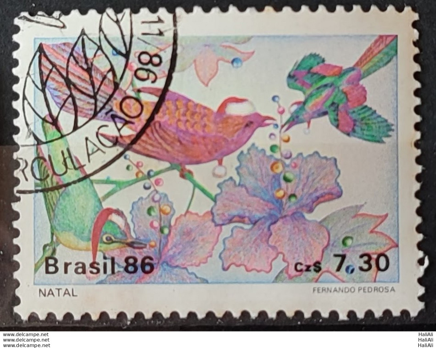 C 1532 Brazil Stamp Christmas Religion Birds 1986 Circulated 1 - Used Stamps
