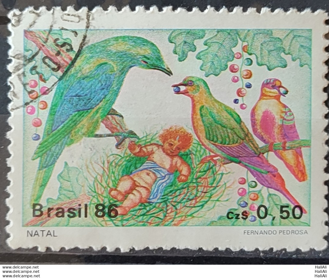 C 1530 Brazil Stamp Christmas Religion Birds 1986 Circulated 1 - Usati